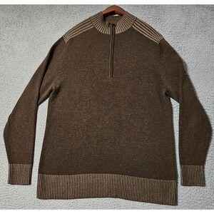 Smartwool Mens Size Large Brown Summit Lane Half Zip Military Sweater